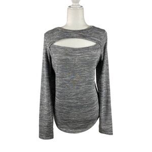 Juicy Couture Thumb Hole Cut Out Neckline Heather Gray Marled Top Size XLARGE